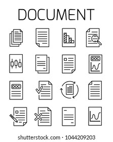 Documentl related vector icon set. Well-crafted sign in thin line style with editable stroke. Vector symbols isolated on a white background. Simple pictograms.