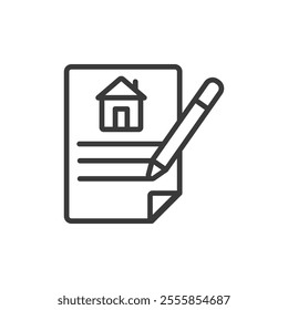 Documents for an apartment, icon in line design. Documents, apartment, lease, contract, agreement, property, rent on white background vector. Documents for an apartment editable stroke icon