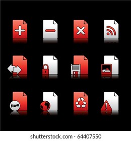 Documents and Applications icon set 8 - White and Red Series.  Vector EPS 8 format, easy to edit.