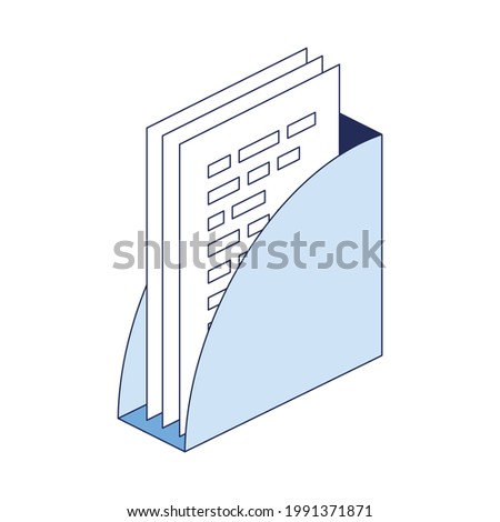 Documents archive. Vector 3d line isometric, color web icons, new flat style. Creative design idea and elements for infographics.