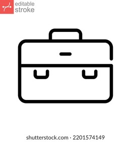 Icono de bolsa de documentos. Maletín profesional, bolso de oficina, símbolo de maleta de cartera de trabajo. Pictograma simple en el estilo de línea. Ilustración del vector de trazo editable. Diseño en fondo blanco. EPS 10