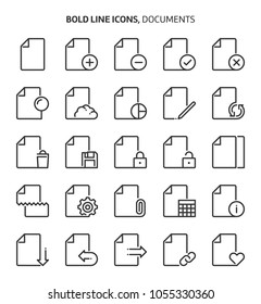 Documents, bold line icons. The illustrations are a vector, editable stroke, 48x48 pixel perfect files. Crafted with precision and eye for quality.