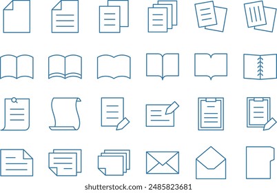 Dokumente und Bücher blaue Linie Zeichnungssymbol