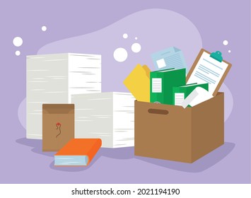 documents in box and envelope paperwork