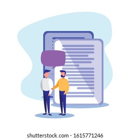 Documents bubble and men design, Data archive storage organize business office and information theme Vector illustration