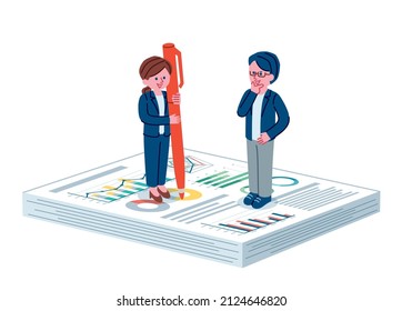 Documents and business person illustrations