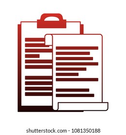 Documents clipboard symbol on red lines