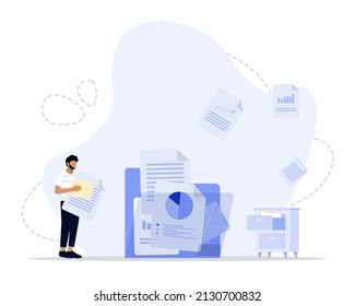 Documents concept illustration, Suitable for landing page, ui, web, App intro card, editorial, flyer, and banner