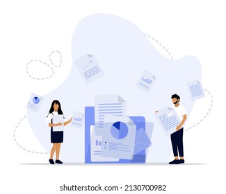 Documents concept illustration, Suitable for landing page, ui, web, App intro card, editorial, flyer, and banner