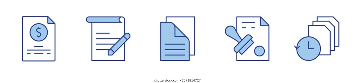 documents, contract, temporary files, application, quote request. Document Icon vector illustration. Line Duotone style. Editable stroke.