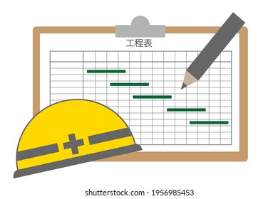 Documents describing the schedule of construction work. Translation: construction process chart.