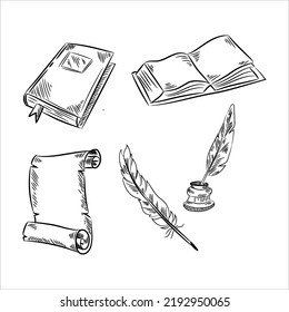 documents design elements retro handdrawn 3d sketch.