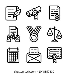 Documents and Diploma Icon Set