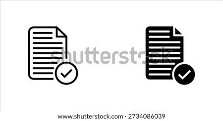 Documents done, icon set in line design. Documents, done, file, completed, folder, office, task on white background vector. Documents done editable stroke icon