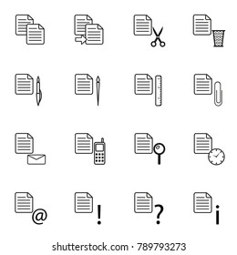 Documents editing icons set on white background