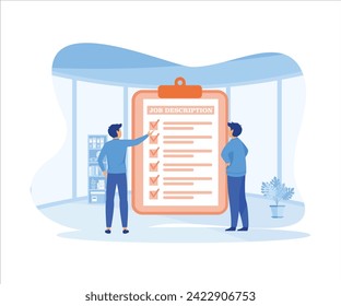  Documents, employer notify of job description. flat vector modern illustration 