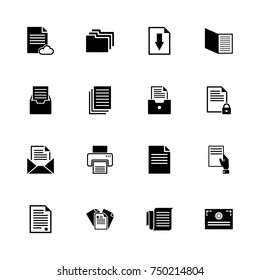 Documents - Expand to any size - Change to any colour. Flat Vector Icons - Black Illustration on White Background.