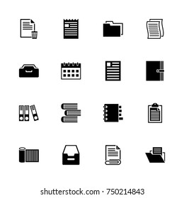 Documents - Expand to any size - Change to any colour. Flat Vector Icons - Black Illustration on White Background.