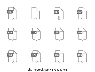 Documents File Format Icon Line Download php,html,txt,xml,doc,ai,psd,jpg,png,eps,ppt.css,xls