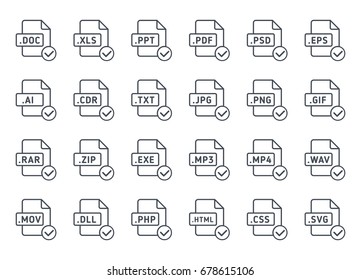 Documents File Format Icon Line Accept