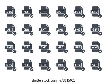 Documents File Format Icon Silhouette Accept