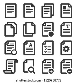 Documents File Icons Set on White Background. Vector