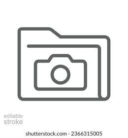 Documents file photo picture line icon. Folder picture for website or mobile app. Camera album gallery. snapshot directory. Editable stroke. Vector illustration. Design on white background. EPS 10