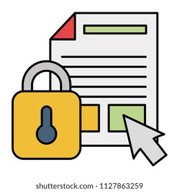 documents files with padlock and cursor arrow