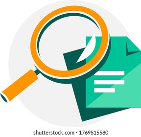 Documents, files seen through the magnifying glass 