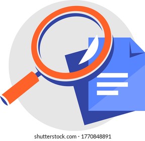 Documents, files seen through the magnifying glass 
