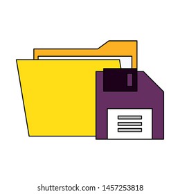 documents files system diskette archives cartoon vector illustration graphic design