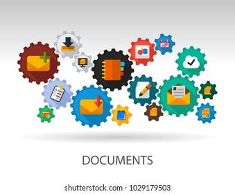 Documents flat icon concept. Vector illustration. Element template for design.