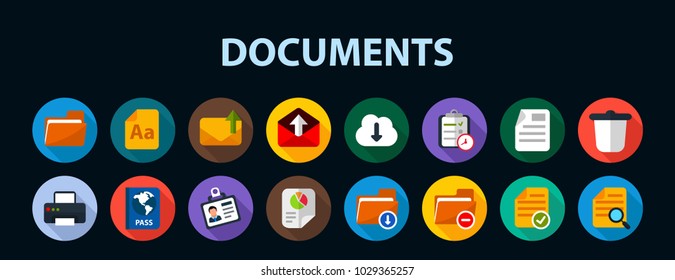 Documents flat icon concept. Vector illustration. Element template for design.