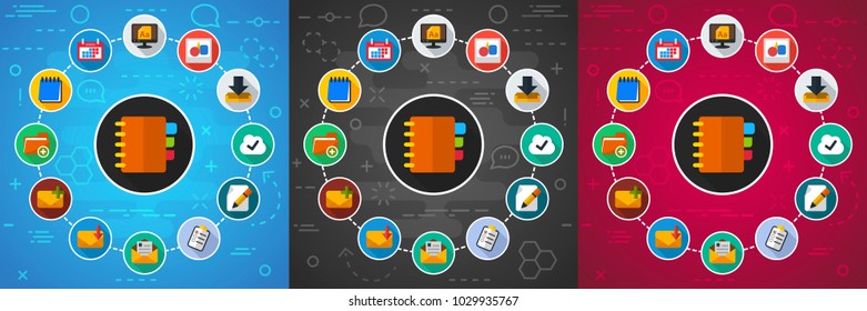 Documents flat icon concept. Vector illustration. Element template for design.