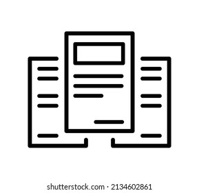 Documents flat icon. Papers pictogram for web. Line stroke. Isolated on white background. Vector eps10