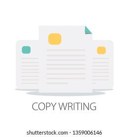 documents flat icon - vector copy documents Illustration isolated for graphic and web design with "copy writing"