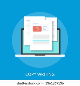 documents flat icon - vector copy documents Illustration isolated for graphic and web design with "copy writing"