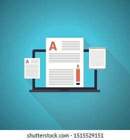 Documents flat icon - vector copy documents Illustration isolated for graphic and web design with "copy writing". Blue Theme Concept