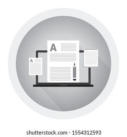 Documents flat icon - vector copy documents Illustration isolated for graphic and web design with "copy writing". Black and white icon