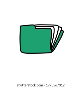 documents folder doodle icon, vector illustration