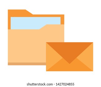 documents folder files with envelope icon cartoon