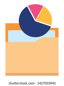 documents folder files with stadistics graphic icon cartoon