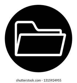 Documents folder icon vector on black circle. White background