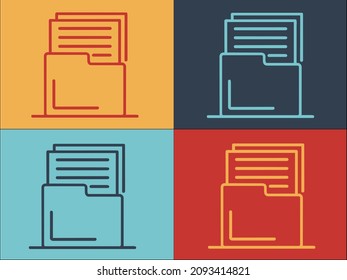 Documents In A Folder Logo Template, Simple Flat Icon of business,paper,office