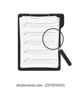 Documents folder with paper sheets. Flat illustration of folder with checklist icon for web. Contract papers. Document. Folder with stamp and text. Contract signing. Vector illustration