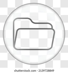 Documents folder simple icon vector. Flat design. Glass button on transparent grid.ai