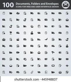 documents, folders and envelopes icons for user interface design