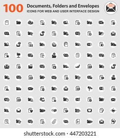 documents, folders and envelopes icons for user interface design