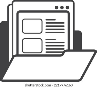 Ilustración de documentos y carpetas con un estilo mínimo aislado en segundo plano