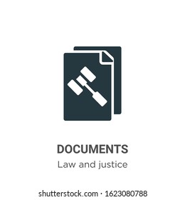 Documents glyph icon vector on white background. Flat vector documents icon symbol sign from modern law and justice collection for mobile concept and web apps design.